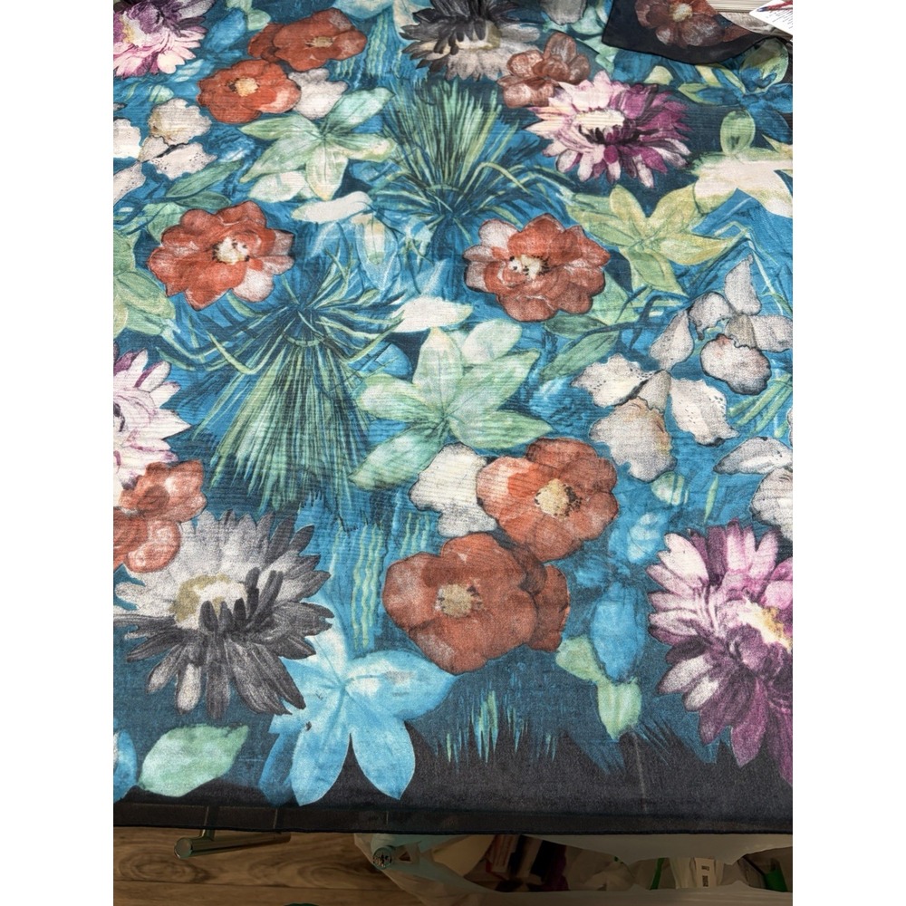 Vintage Made in Italy Floral Scarf Multicolored Iridescent Gold Stripe 30x30